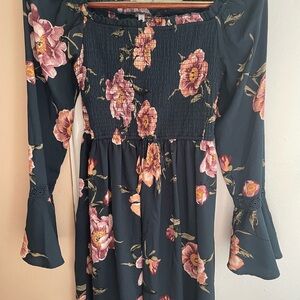 Xhilaration Dark Floral Long Sleeve Dress